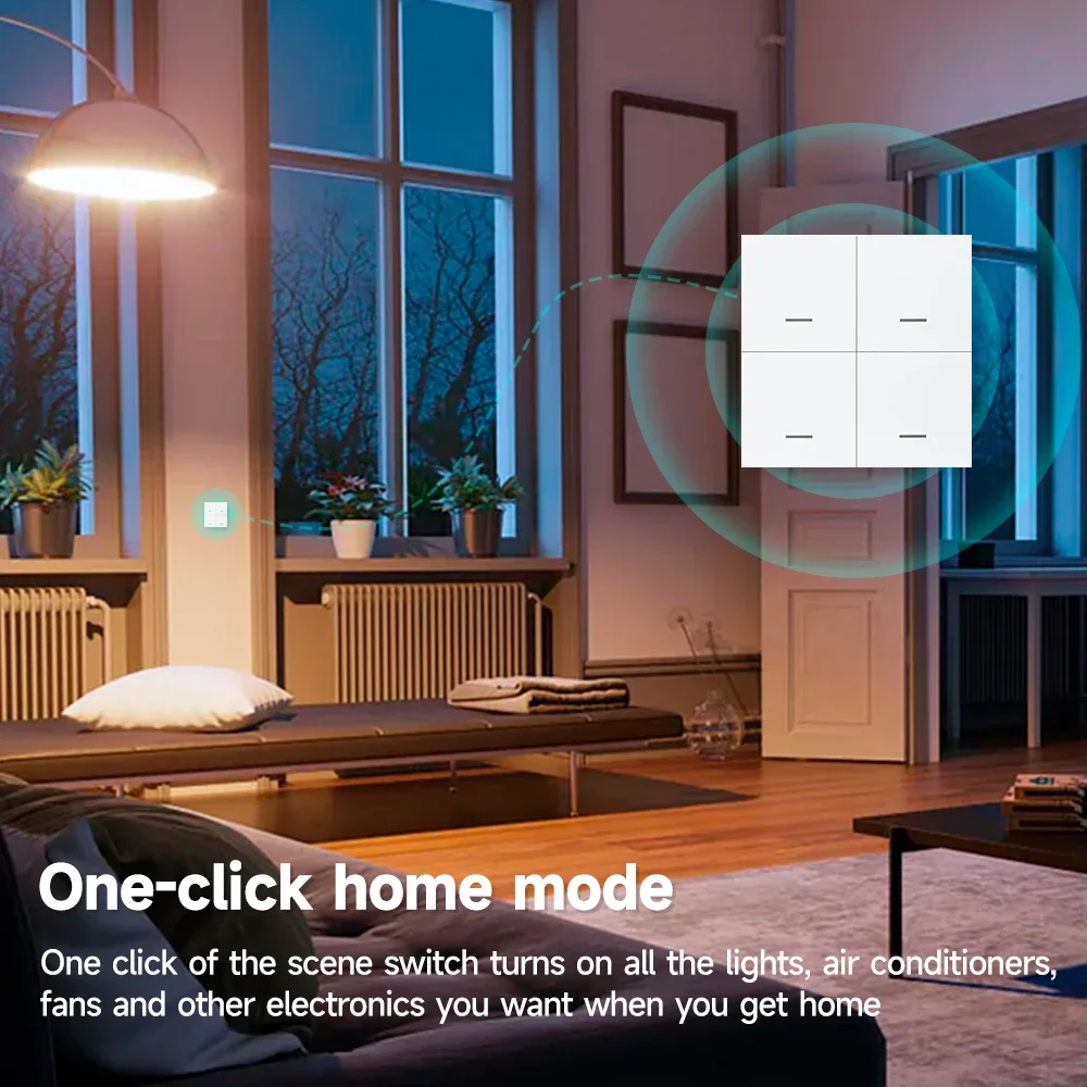 Tuya Zigbee Smart Scene Switch Knop 4 Bende Draadloze Schakelaar Drukknop Controller Smart Domotica Scenario Switch