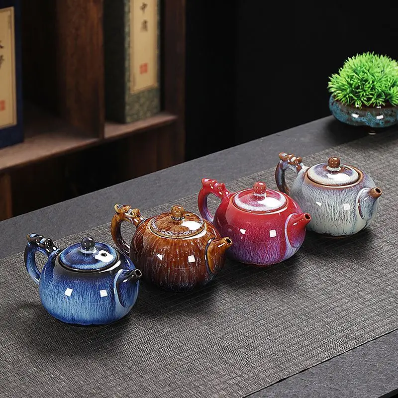 Modern Porcelain Enamel 250ml Teapot Vintage Irregular Ceramic Teapot Home Flower Tea Set Modern Kung Fu Tea Set Home Decoration