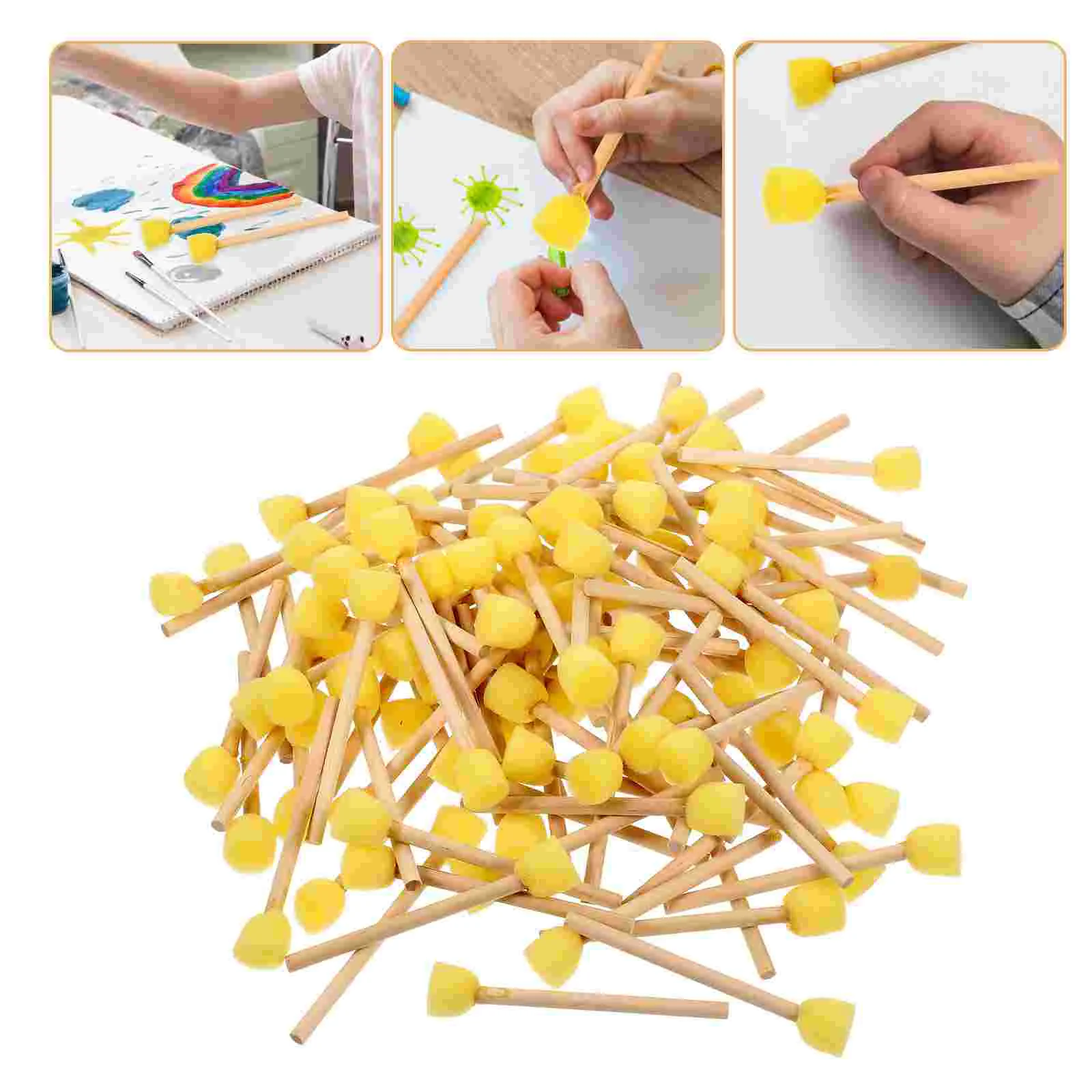 100Pcs Round Sponge Brushes for Painting DIY Crafts Reliable Materials Smooth Surface Sturdy Handle Easy to Wash