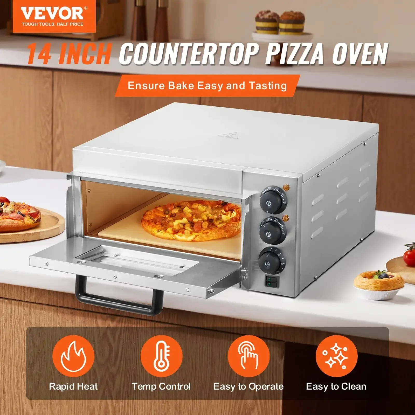

Commercial Countertop Pizza Oven Electric Pizza Oven for 14" Pizza Indoor
