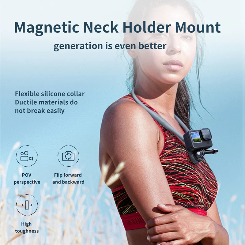 TELESIN Магнитное силиконовое крепление на шею для Insta360/DJI Osmo/Gopro Hero 11, 10, 9, 8, 7, 6, 5, сменные аксессуары для экшн-камеры