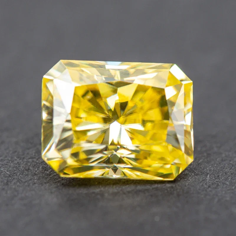 

Moissanite Gemstone Radiant Cut Lemon Yellow Color Lab Grown Diamond for Diy Charms Jewelry Making Material with GRA Certificate