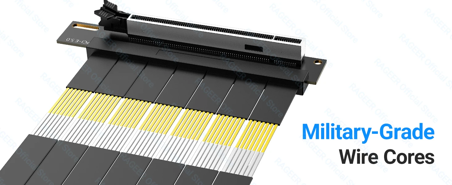 RAGEER PCIE 5.0 X16 Riser-Kabel, ultraflexibles Kabel 180-90 Grad, 128GB/s Grafikkarten-Verlängerungskabel für RTX 5090 15/20CM – Detail 3