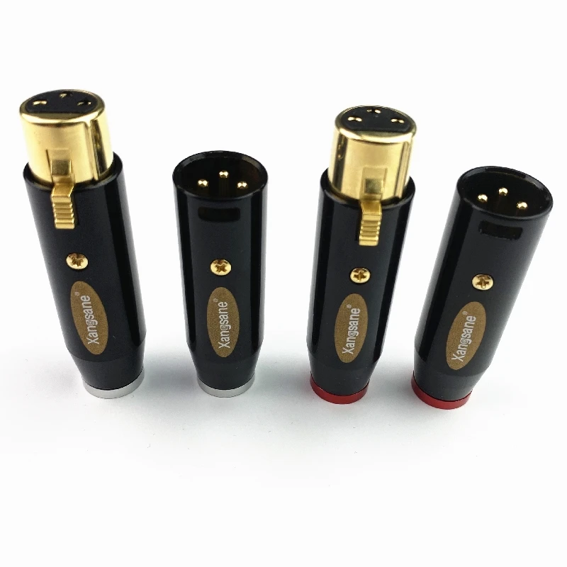 New High End XLR Plug Adapter 3 Pin Carbon Fiber Gold Rhodium Plating High end Audio XLR Male Female Connectors Speakers