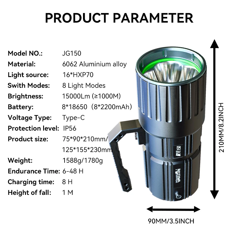 Imagem -06 - Warsun Poderoso Holofote Lanterna Lâmpada Recarregável de Grande Capacidade com Função Power Bank Portátil