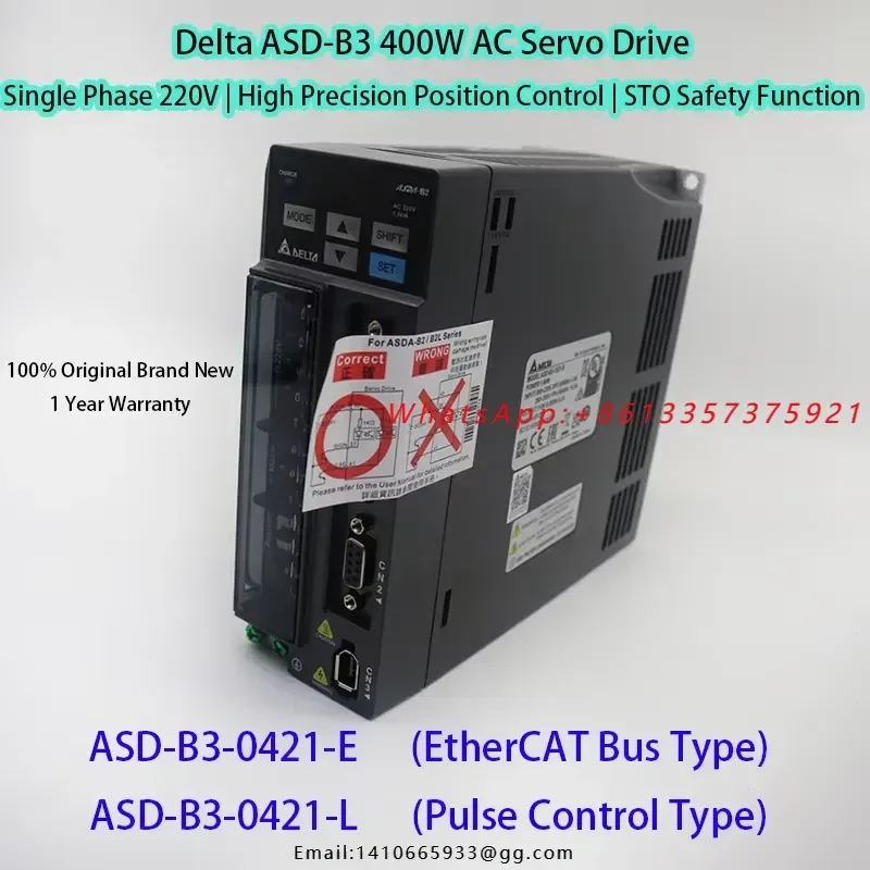 New B3 Series 400W Servo Driver ASD-B3-0421-E/ASD-B3-0421-L AC 220V 2.6A High Precision Control Industrial