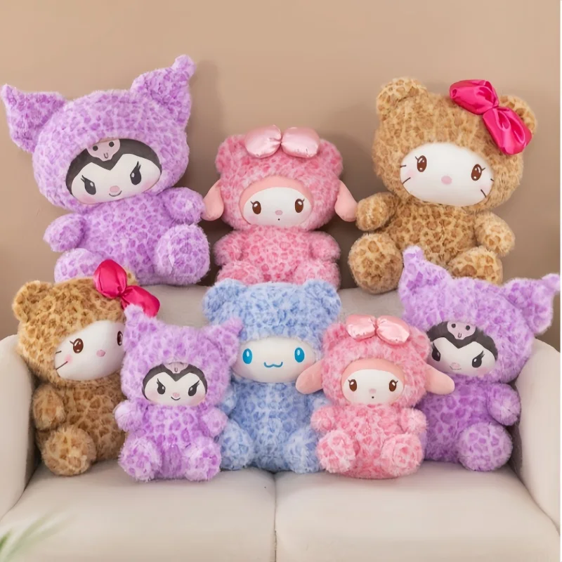 

Sanrio'S Plush Doll Cute Melody Kuromi Cinnamoroll Stuffed Animal Leopard Bear Series Animal Doll Room Sofa Decorate Kids Gift