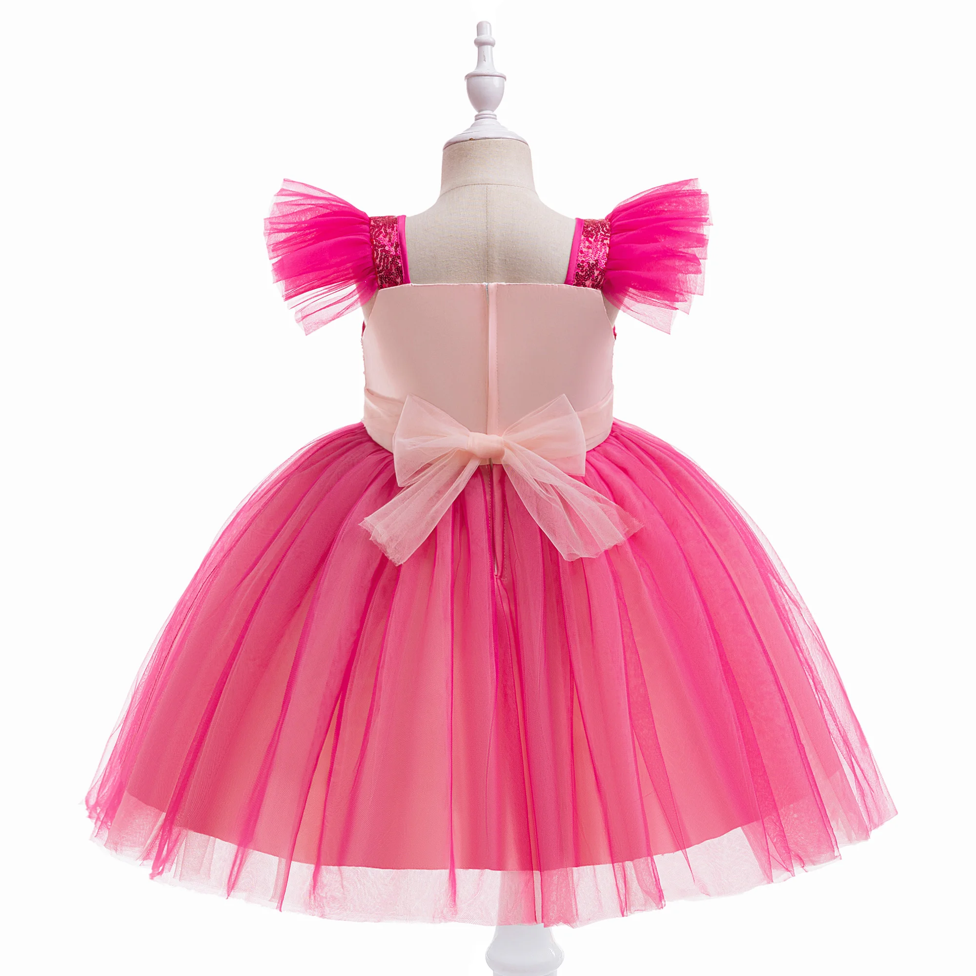 Barbie Pink Sleeping Princess Costume for Girls Carnival Cosplay Costume Sofia Bow Birthday Dress Kids Performance Show Clothing