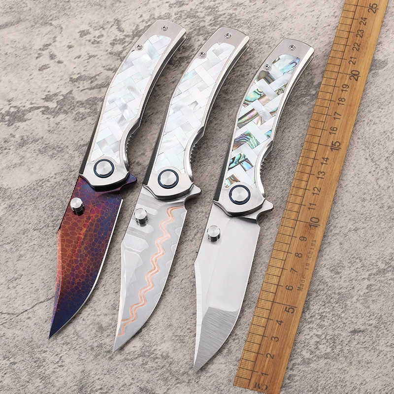 New high carbon dragon pattern steel, M390 powder steel, copper steel titanium alloy handle, fruit survival EDC knife