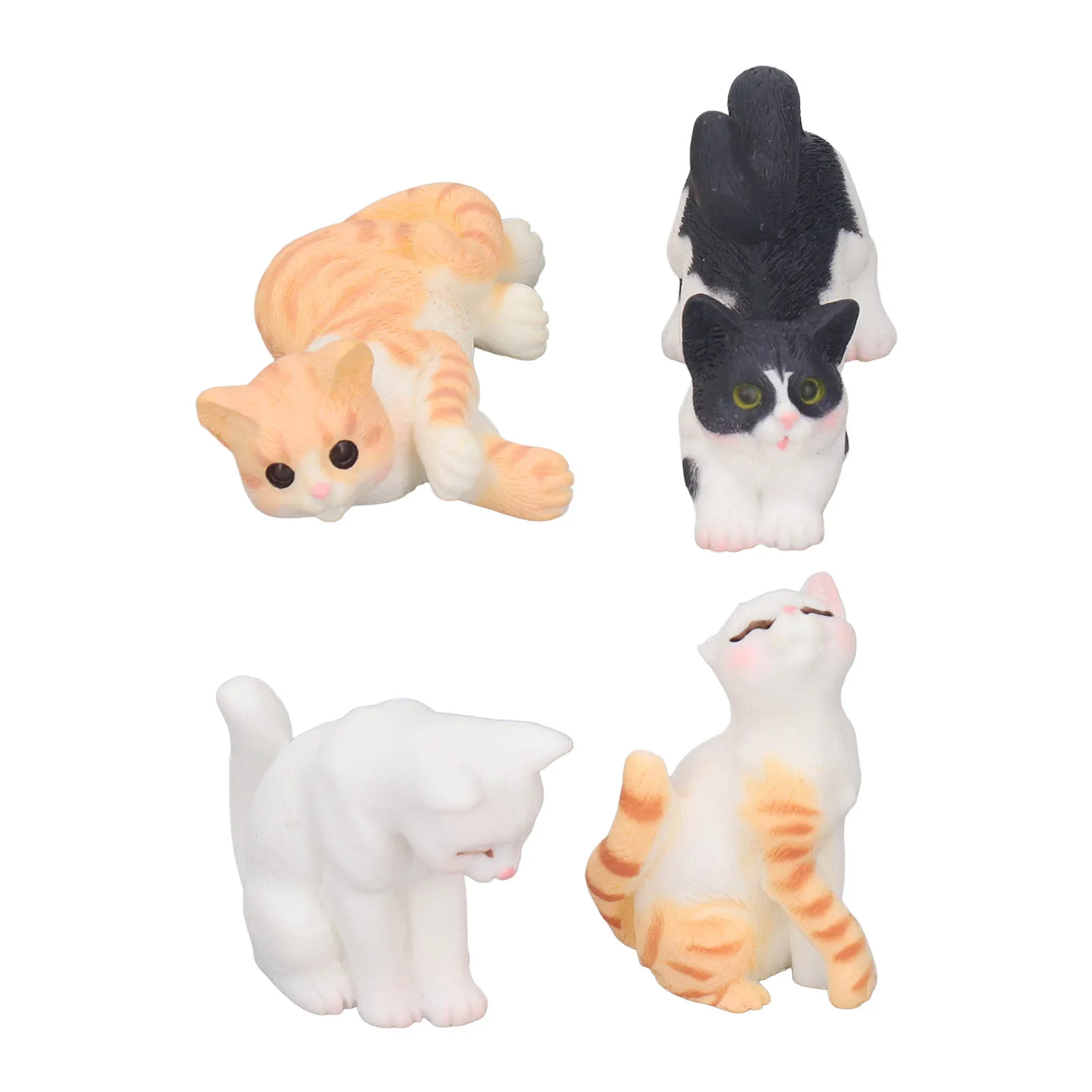 ZK30 4Pcs Miniature Cat Figurines 1:12 Dollhouse Mini Resin Animal Model Ornaments Decoration Simulation Craft