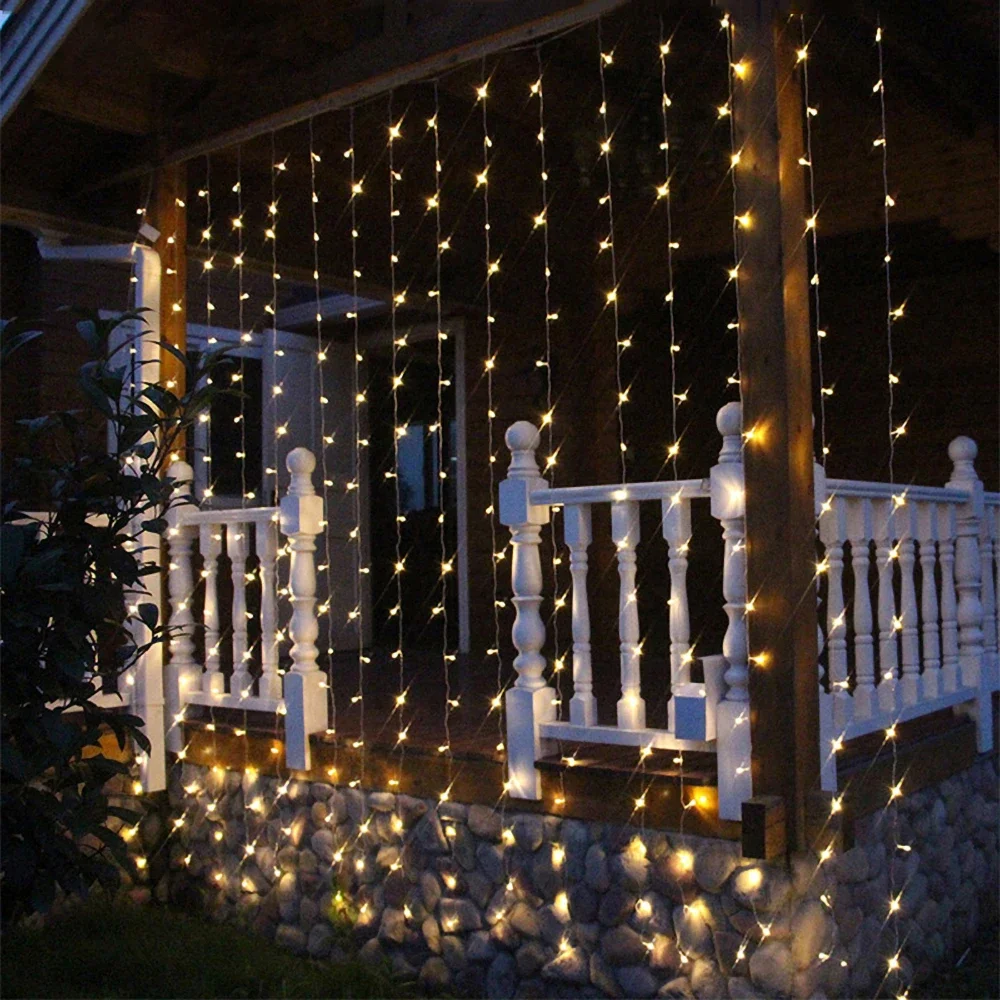 

LED 220V EU /110V US Plug String Curtains Light Waterfall Christmas Garland Fairy Lights Outdoor For Home Party Wedding Decor