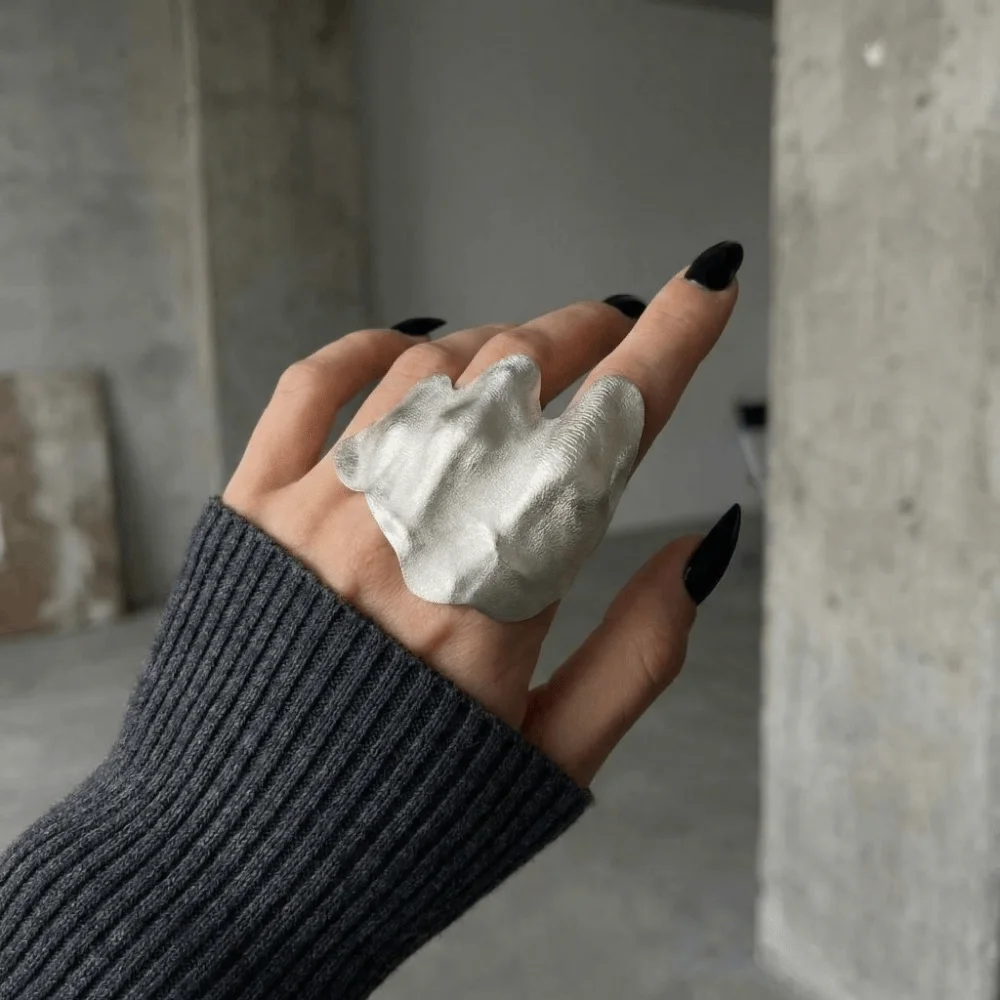 Personality Exquisite Irregular Ring Vintage Light Luxury Wrinkled Joint Ring Funny Finger Accessories Women Men