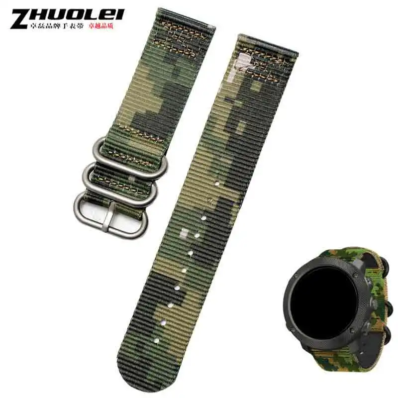 NYLON wristband 18mm 20mm 22mm 24mm with stainless steel ring clasps Camouflage army green men\'s Outdoor sports Braided strap