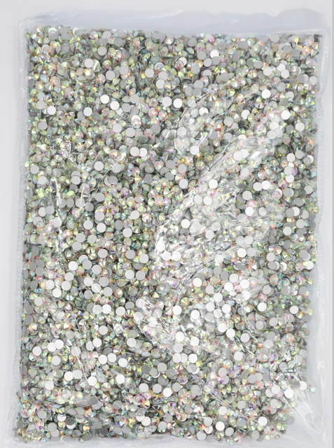 Bulk bag Wholesale Crystal AB /Clear Color ss3-ss50 Non Hot Fix Rhinestones FlatBack Nail Art Rhinestones Garment Decorations