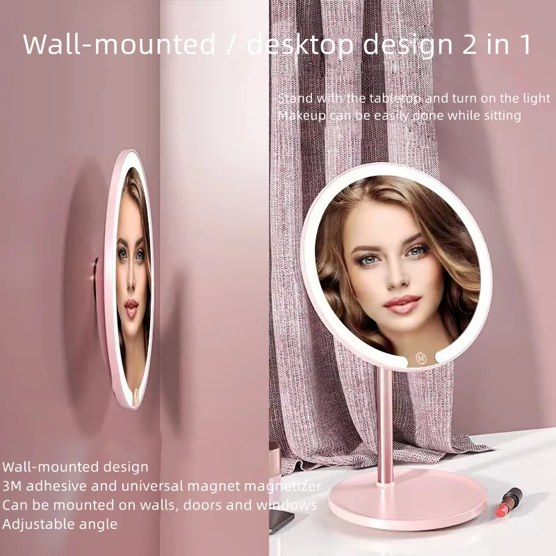 

Portable LED Light Makeup Mirror Vanity Lights Compact Make Up Pocket Mirrors Vanity Cosmetic Hand Folding Led Mirror Lamp Gift