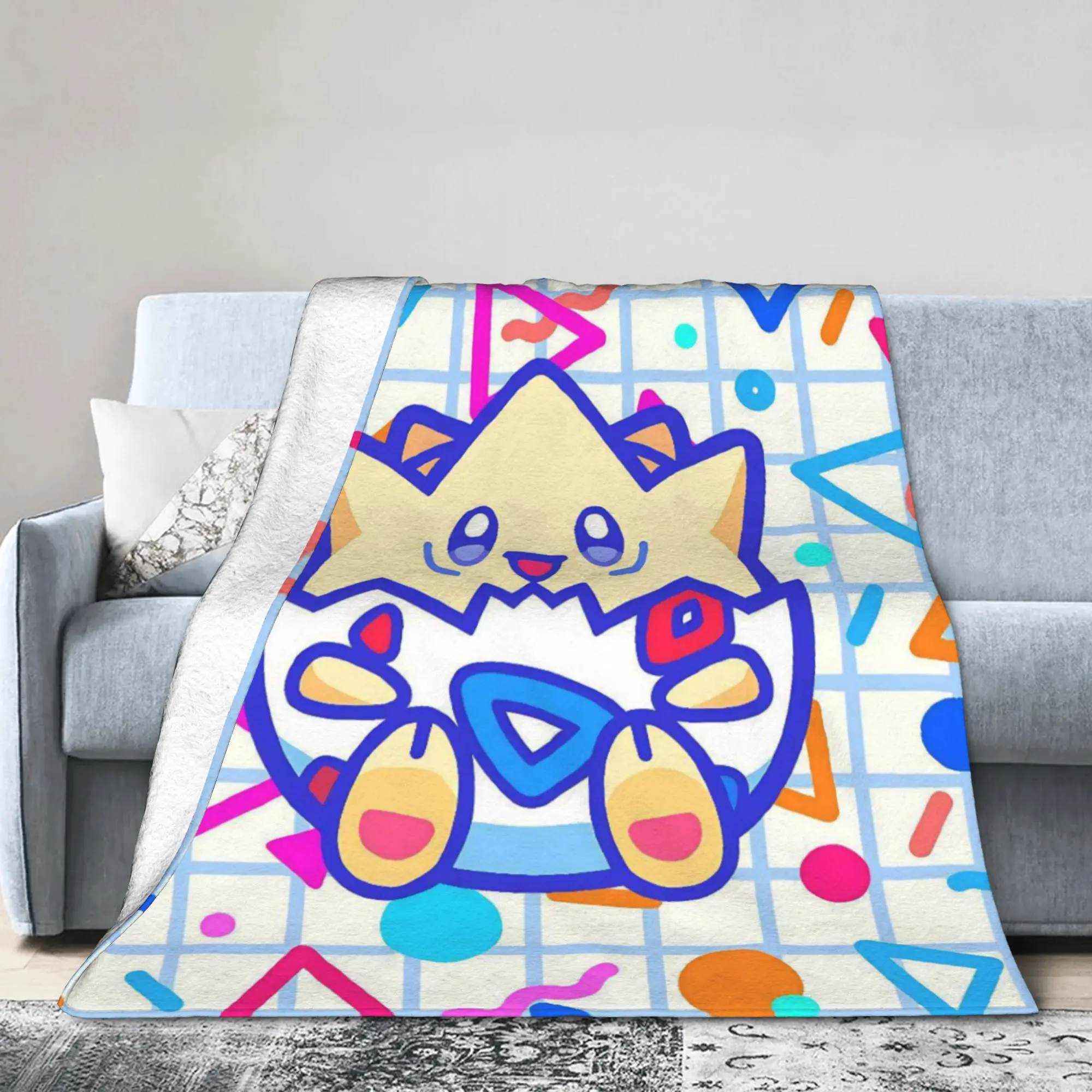 Togepis Kawaii Blanket Poke-Mon Cartoon  Wool Throw Blankets Bedroom Sofa Personalised Soft Warm Bedsprea