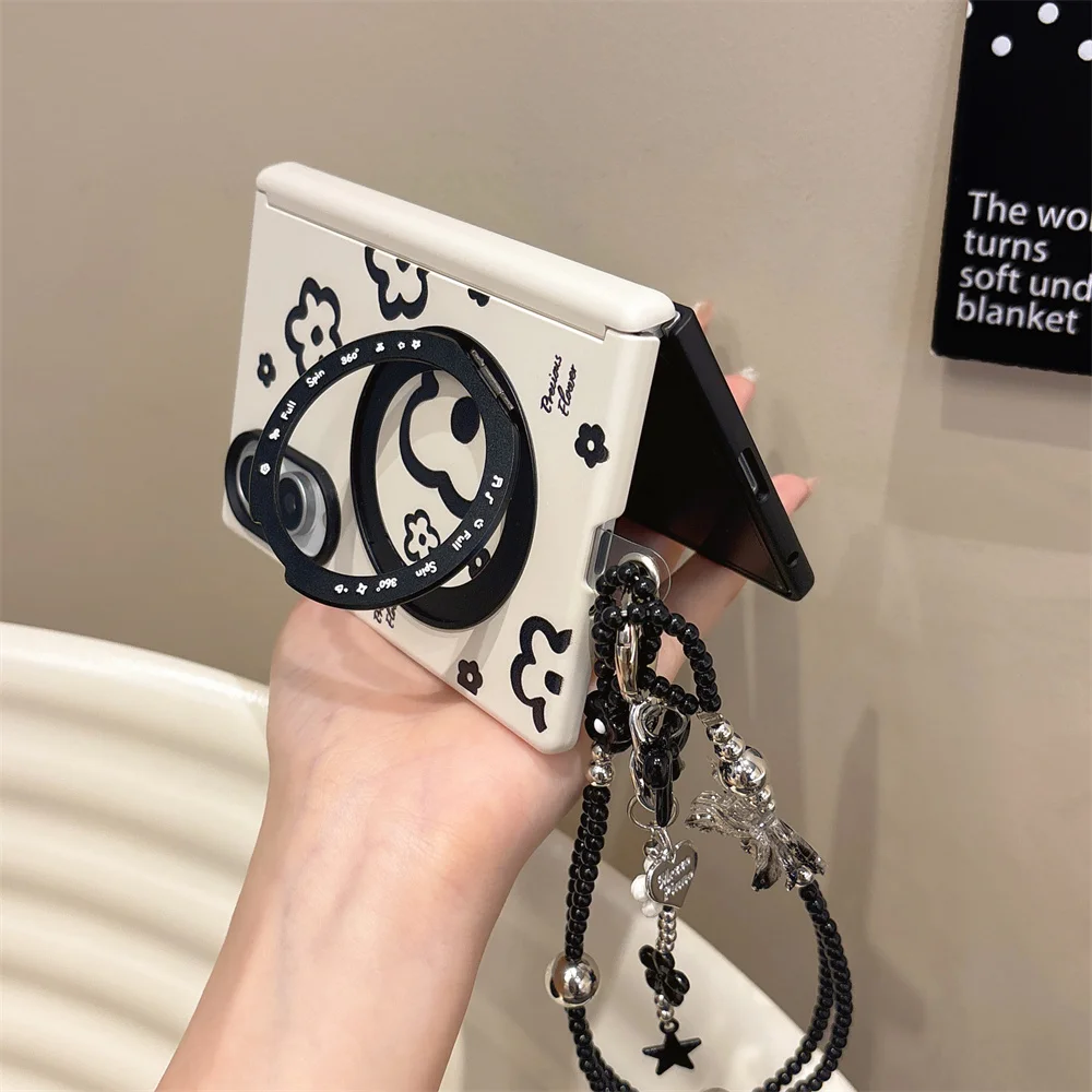 Cute Luna Pink Shell Texture Phone Case For Samsung Galaxy Z Fold 8 Ultra Z Fold 7 6 5 4 3 Shockproof Phone Cover For Girls