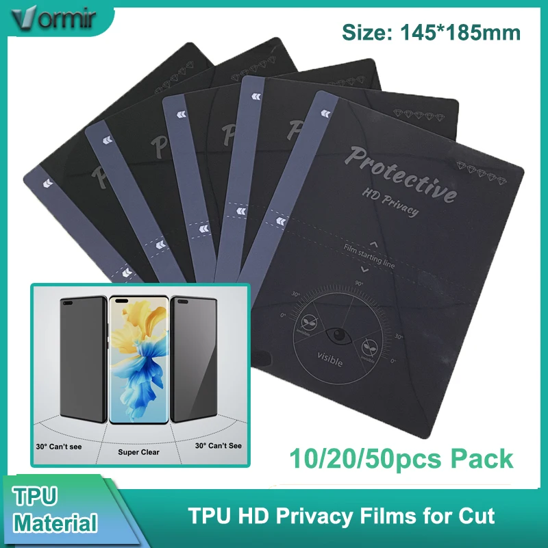 

Vormir 50pcs Flexible Self Repair HD Privacy Films for Plotter Phone Screen Protectors Soft Hydrogel Films for Cut Machine