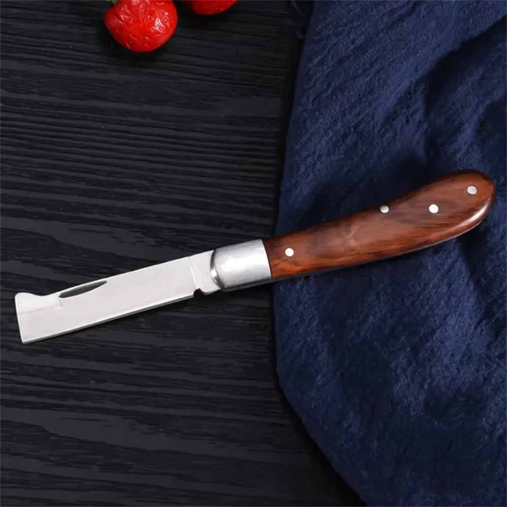 Garden Grafting Knife Stainless Steel Mushroom Electrician Folding Pocket Knife EDC Hand Tools Wooden Handle Camping Gadgets image 4