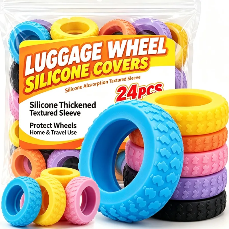 2-24pcs Thicken Texture Silicone Wheels Protector Travel Luggage Caster Shoes Reduce Noise Wheels Guard Cover Luggage Accessory