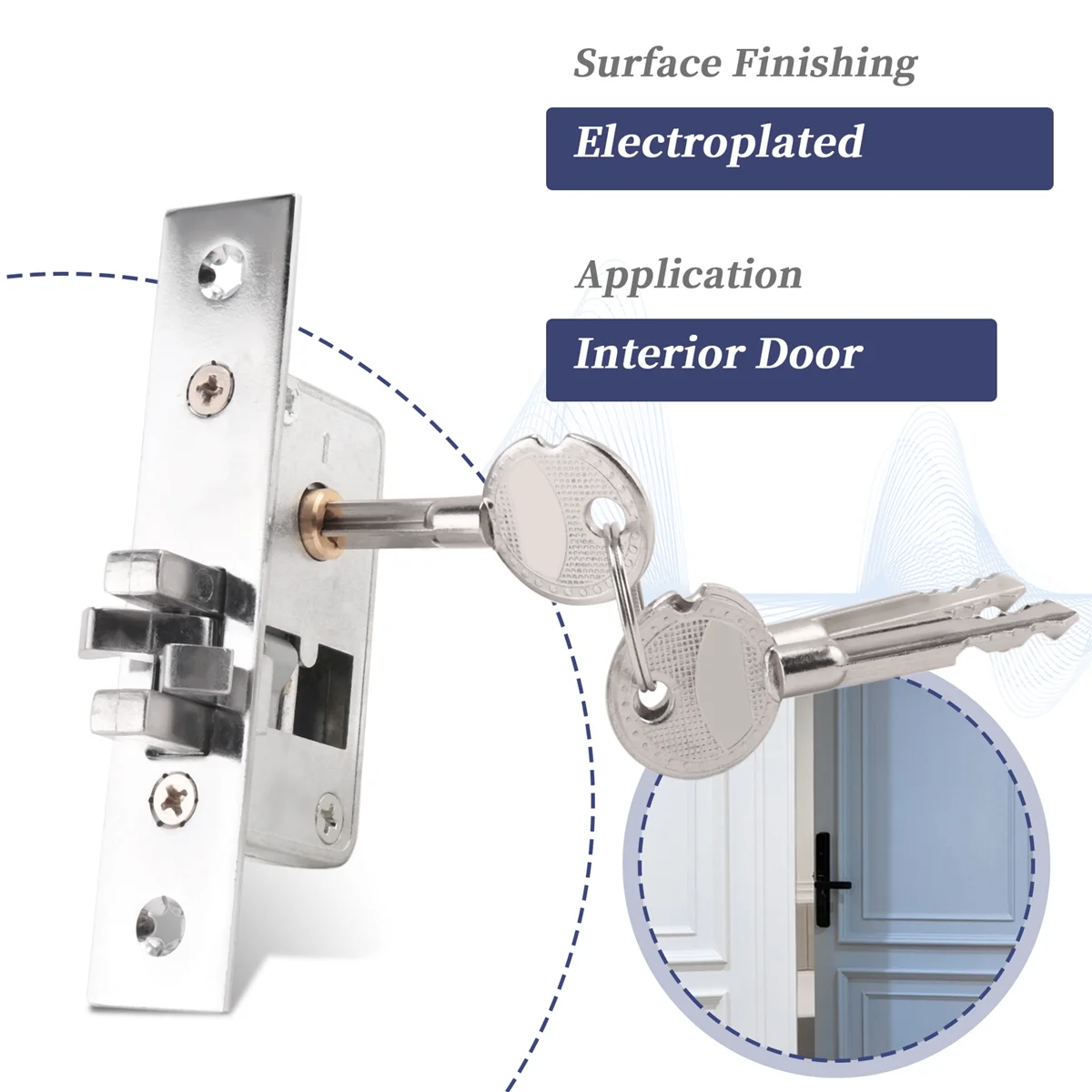 ELBA_Invisible/Door Lock, Sliding Door Hook Lock, Alloy Lock Body