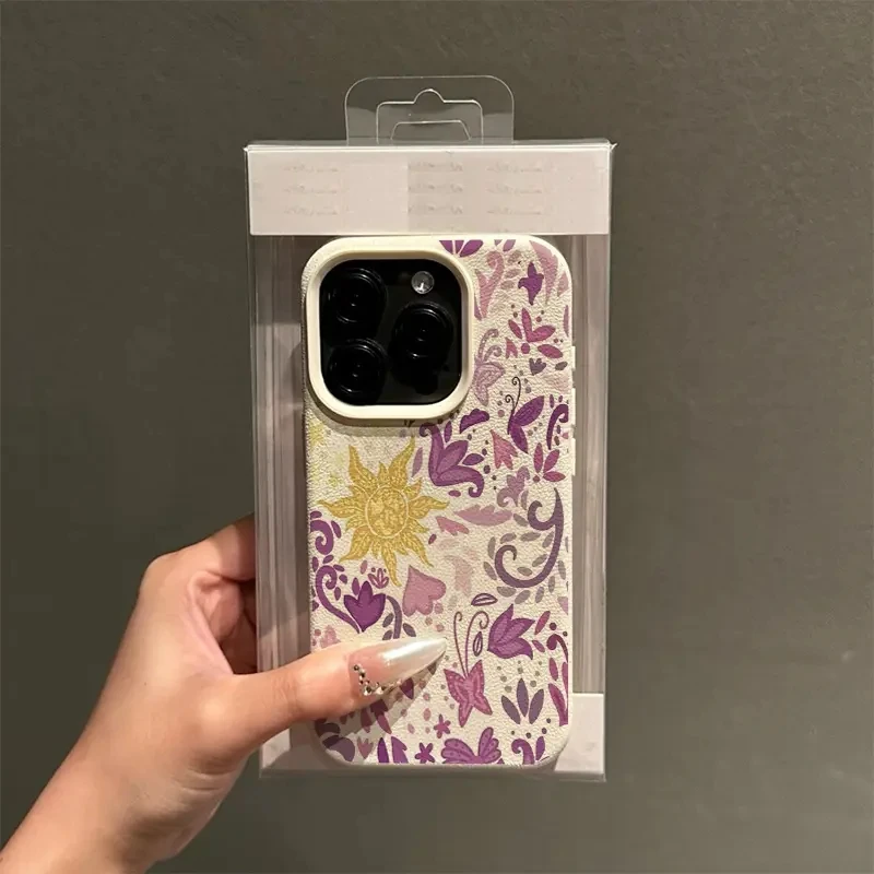 Purple Sun Leaf Lichee Pattern Silicone Phone Case for iPhone 17 16 Cases iPhone 15 14 13 12 11 Pro Max XS X XR Plus 17Air Cover