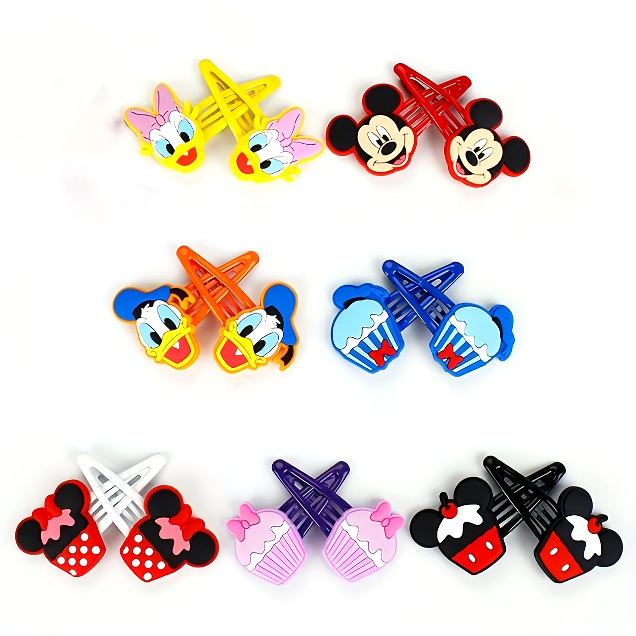 Ensemble d'épingles à cheveux ovales Disney, 1 paire/7 paires, pinces à cheveux sur le thème de la reine des neiges de dessin animé pour filles, cadeau parfait d'anniversaire et de vacances