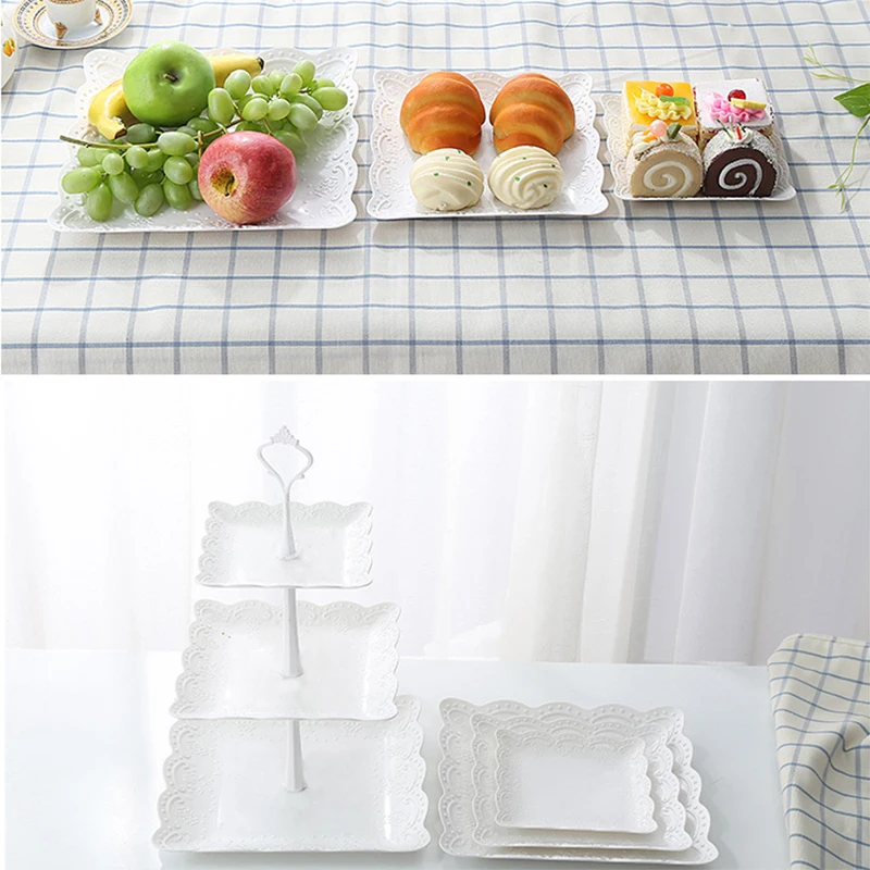 Three layer fruit plate dried fruit plate afternoon tea Dim sum tray dessert table cake rack