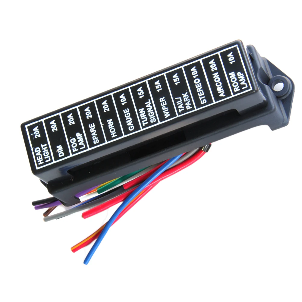 

12-Way Fuse Holder Standard Circuit Fuse Board with 15cm Wire For Car Boat Marine Truck (Fuse Not Included)