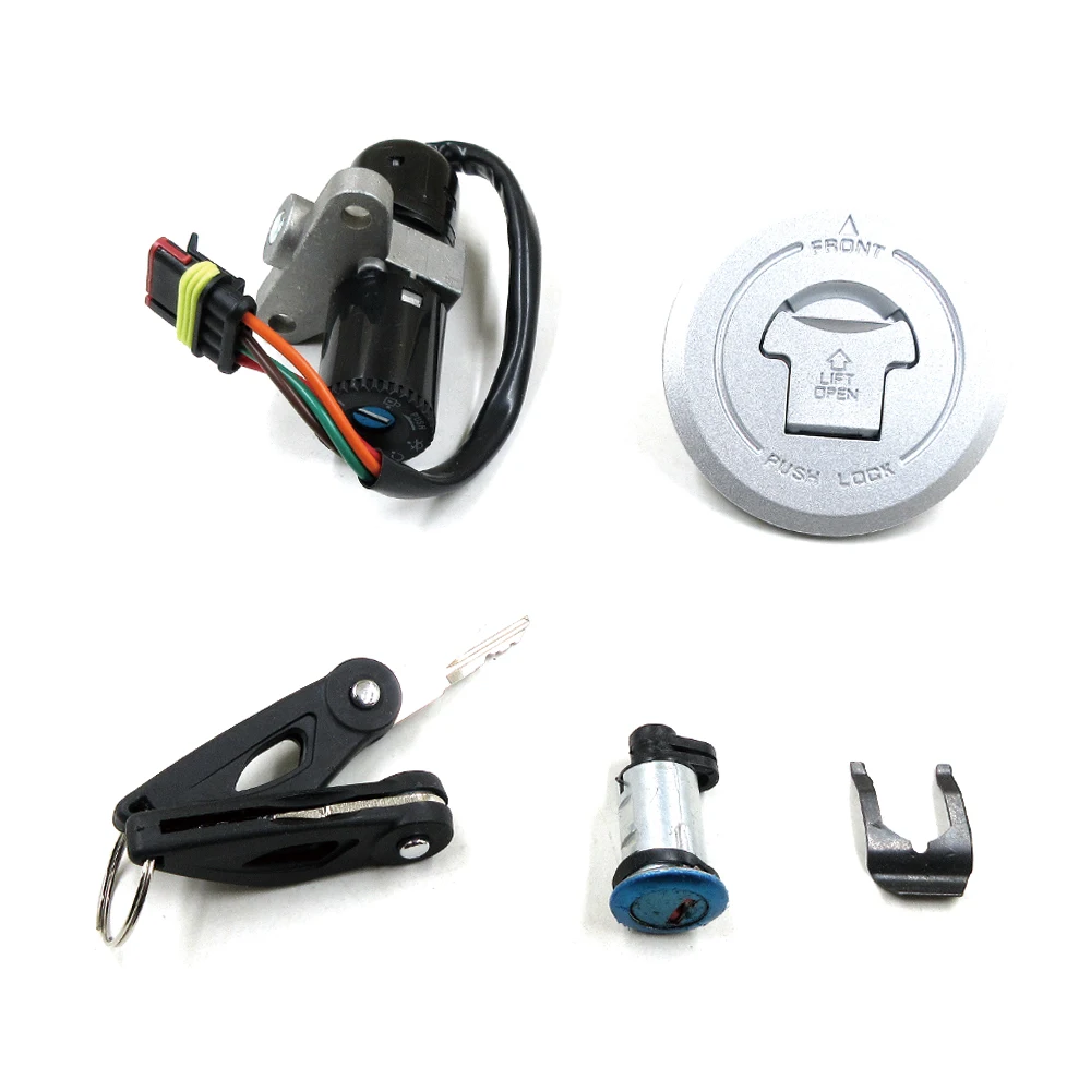 Motorcycle Ignition Switch Lock 4 Wires Gas Fuel Petrol Tank Cap Cover Seat Parts For Benelli TNT 150i TNT150 Fuel Tank Lock Set