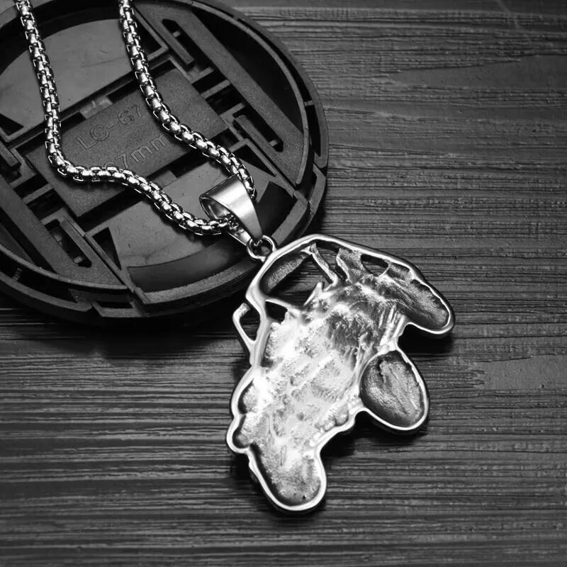 New Retro Silver Color Stainless Steel SUV Jeep Pendant Necklace Mens Driver  Fashion Jewelry off-road vehicle Necklace Rock Coo