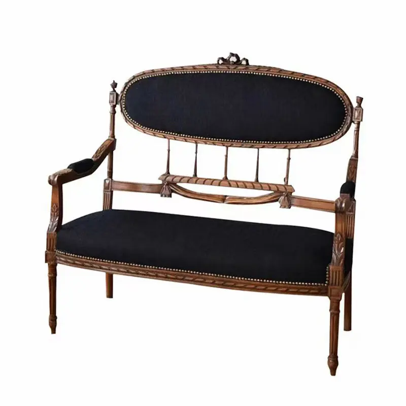 Retro solid wood sofa chair, medieval living room balcony leisure chair, armchair