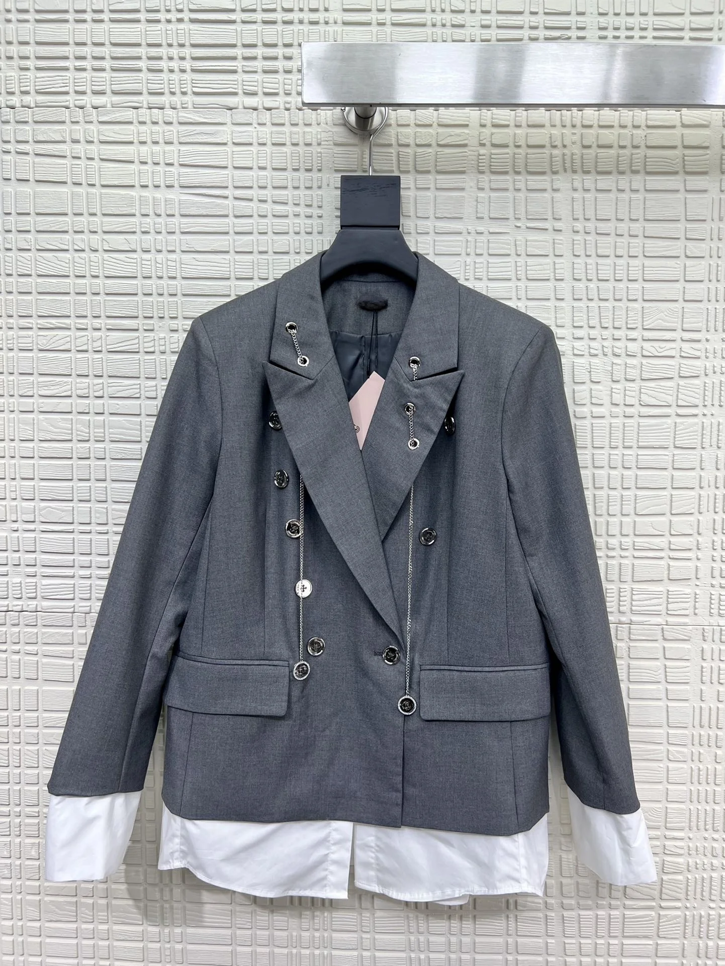 Casual suit jacket for women autumn and winter new small size luxury design niche loose lazy style gray suit