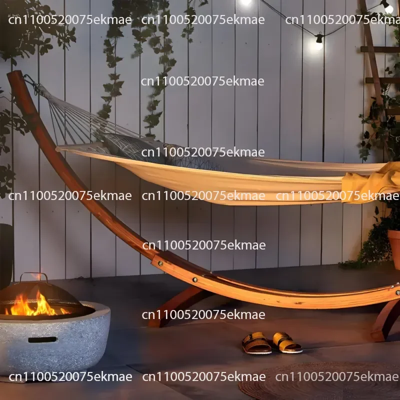 Outdoor Terrace Household Outdoor Balcony Lazy Shaking Bed Outdoor Patio Swing Garden Single Wooden Stand Hammock