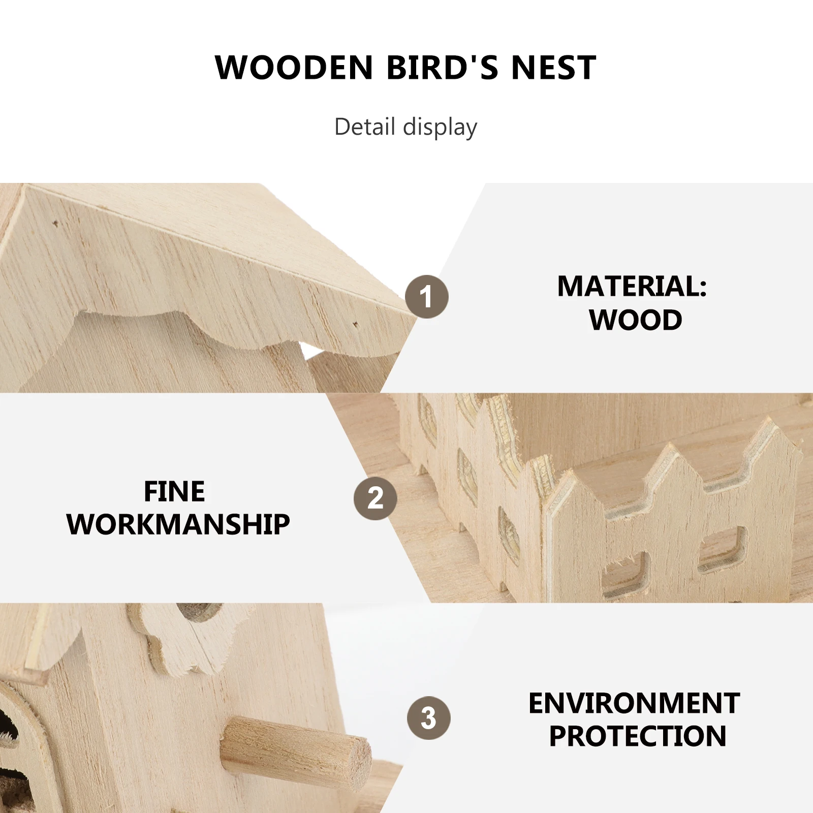 

Wooden House For Garden Indoor Home Decoration, Pet Nest Box, Simulation Nest, Delicate Wooden Bird Nest, Hanging Birdhouse For