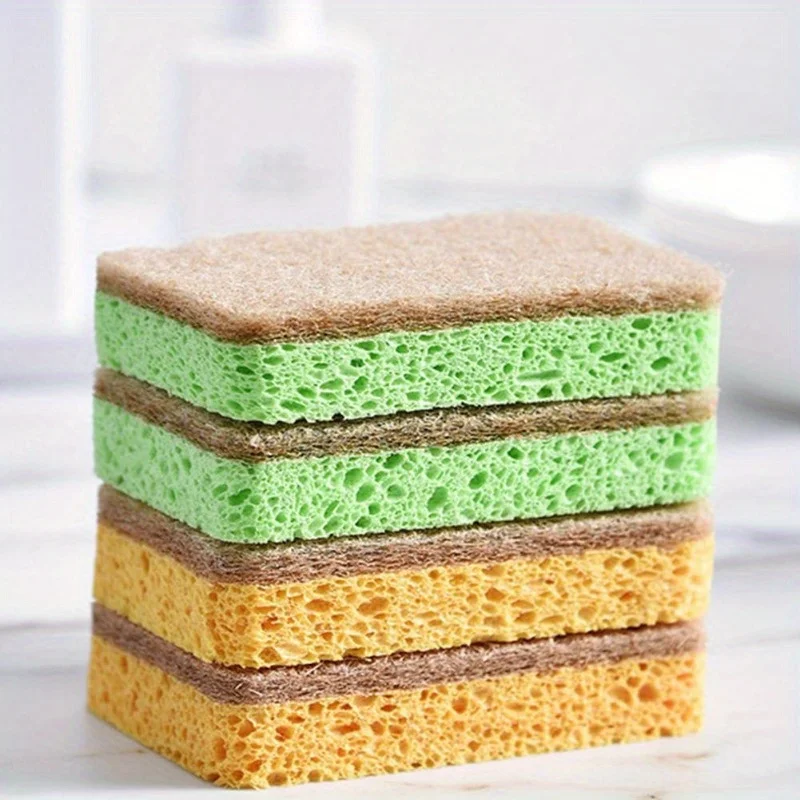 5 Pcs Dishwashing Pad Cleaning Sponge Reusable Safe Cotton Pulp Tools Gadgets Kitchen Accessories