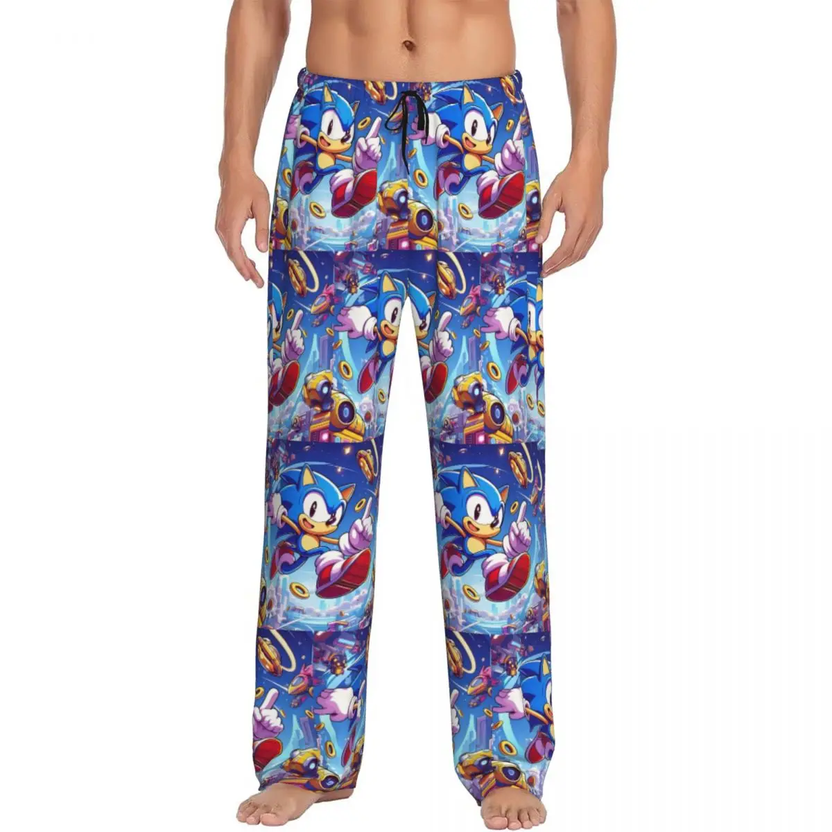 

Custom Soniced Pajama Pants for Men Cool Anime Lounge Sleep Drawstring Sleepwear Bottoms with Pockets