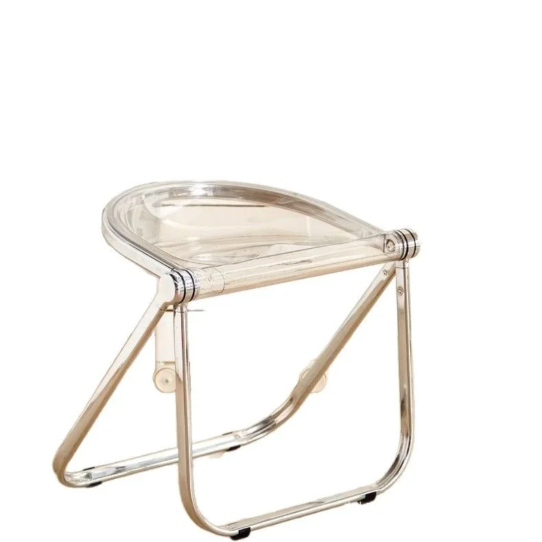 

Medieval folding stool ins simple modern home dining chair creative small coffee table acrylic coffee shop transparent chair