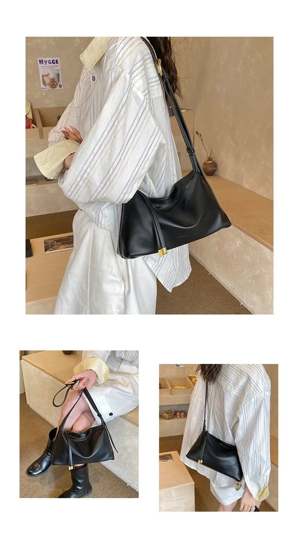 Trendige PU-Leder Damen Umhängetasche Lässige Große Kapazität Dumpling-Tasche Retro Vielseitige Unterarmtasche für den Täglichen Gebrauch – Detail 3