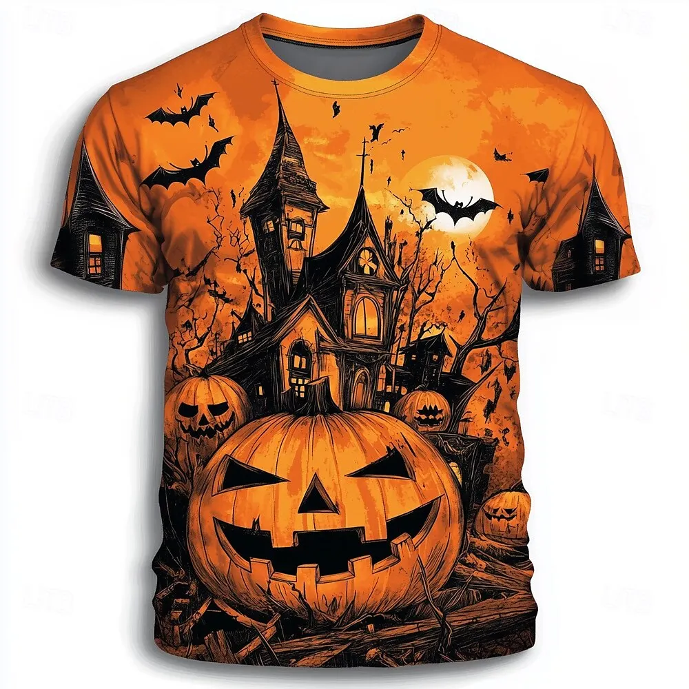 Halloween skull 3D printed men and women casual short-sleeved T-shirt round neck fashion trend super cool daily men's clothing