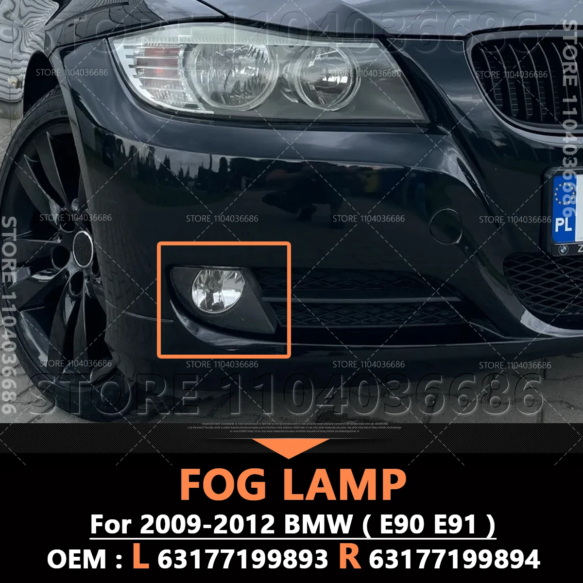 

Для 2009-2012 E90 E91 BMW 323i 328i 328xi 335d 335i 335xi противотуманная фара переднего бампера (без лампы) 63177199893 63177199894