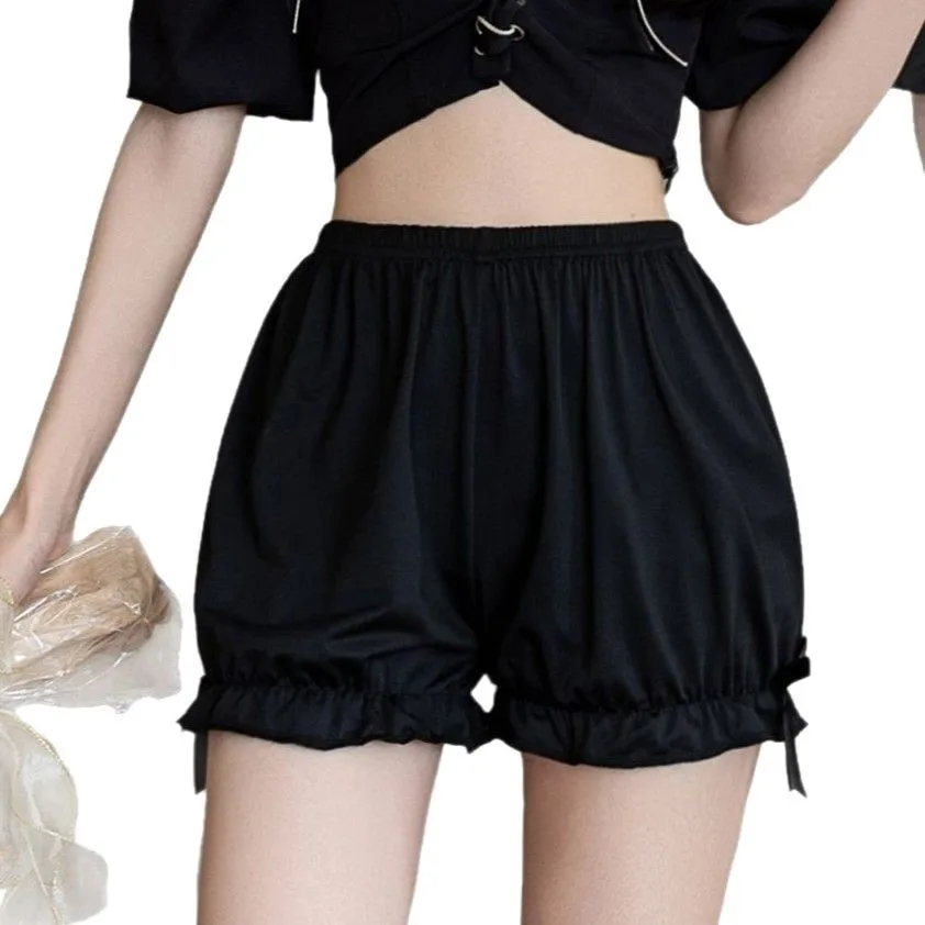 High Waist Slimming Shorts Paperbag Waist Ruffle Safety Shorts Wide Leg Lantern Casual Shorts Petite Summer Pumpkin Bloomers - view 4