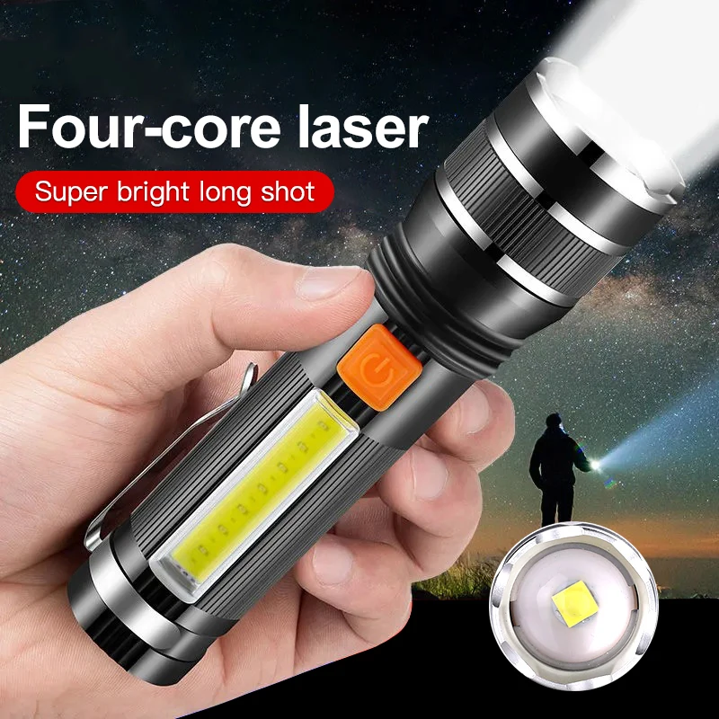 

XHP50 Led Flashlight COB Strong Lamp 4 Core Torch Zoom USB Rechargeable Flash Light Hand Lantern for Camping Outdoor & Emergency