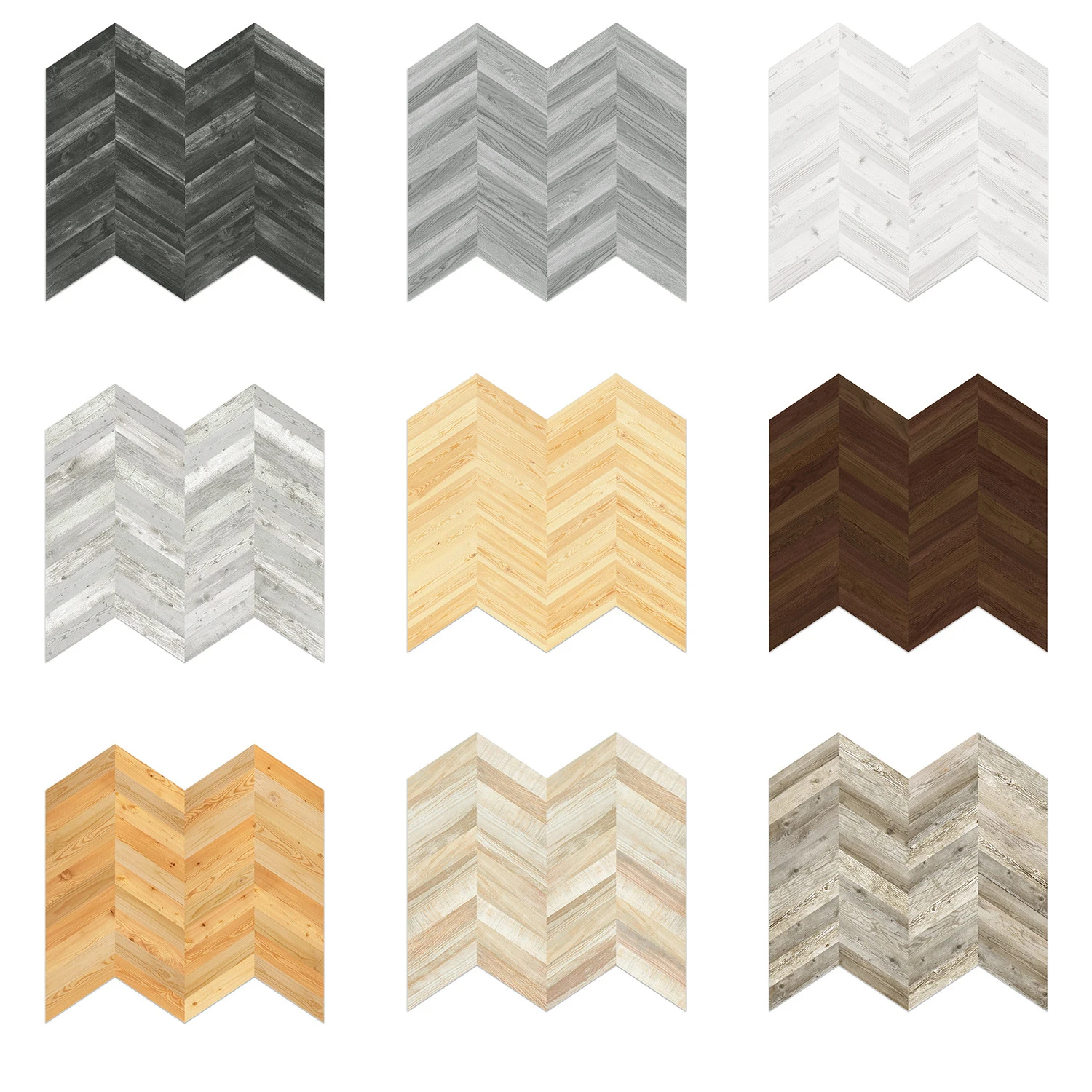 Herringbone Wood Floor Tiles Stickers, 0.72mm Thick Self‑Adhesive Floor Decals, Waterproof  Peel & Stick Flooring for Home Decor