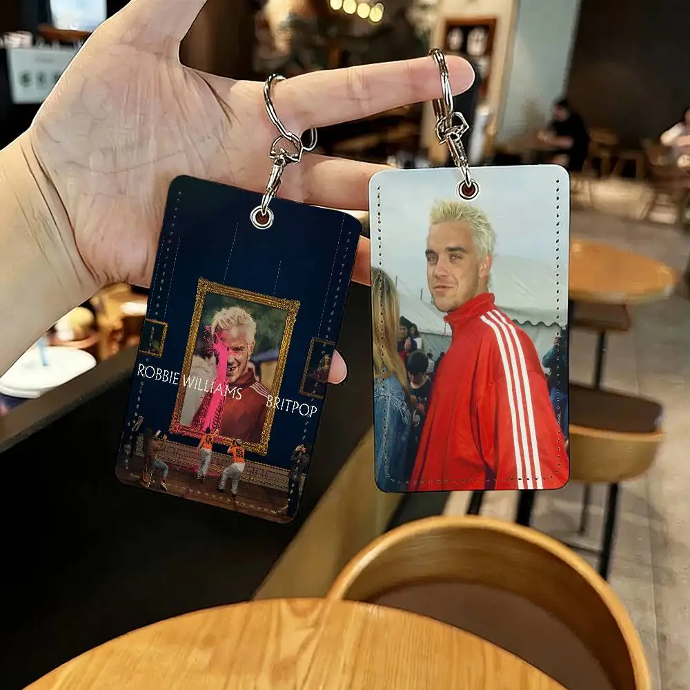 Singer R-Robbie W-Williams Britpop Card Holder With Keychain Executive Protection For Bank Credit Subway Bus Case