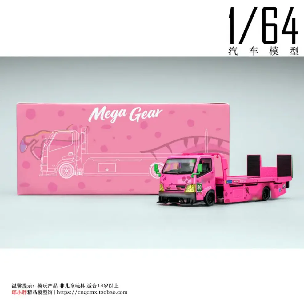 **Pre-ordenar** Mega MT 1:64 Camión de Remolque Personalizado Roxy Rosa Metálico/Verde, Modelo de Auto Fundido a Presión