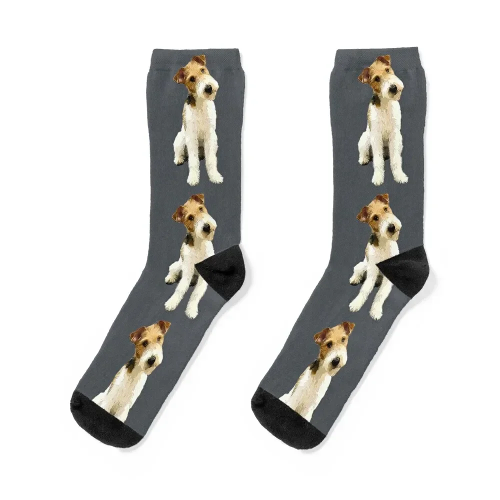 Wire Fox Terrier Head Tilt Socks Hiking boots valentine gift ideas colored sport Socks Women's Men's