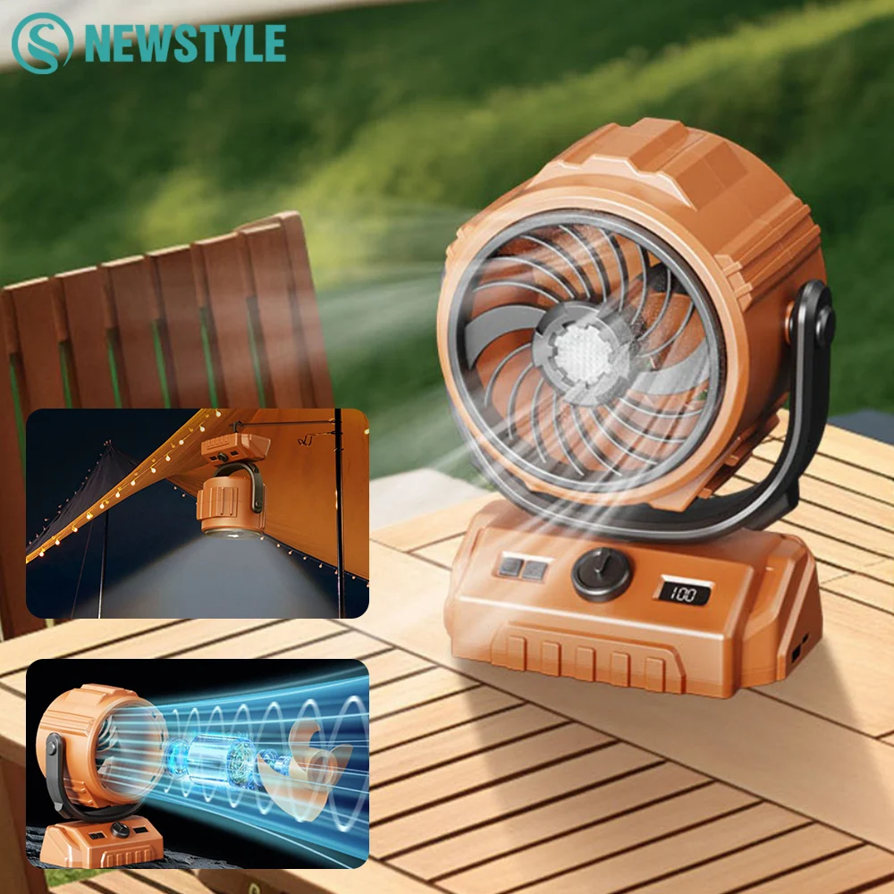 

Настольные вентиляторы для кемпинга на открытом воздухе с крючком и 3-скоростным светодиодным ночником с автоматической осциллирующей головкой, 6000 мАч, перезаряжаемые палатки, потолочный вентилятор