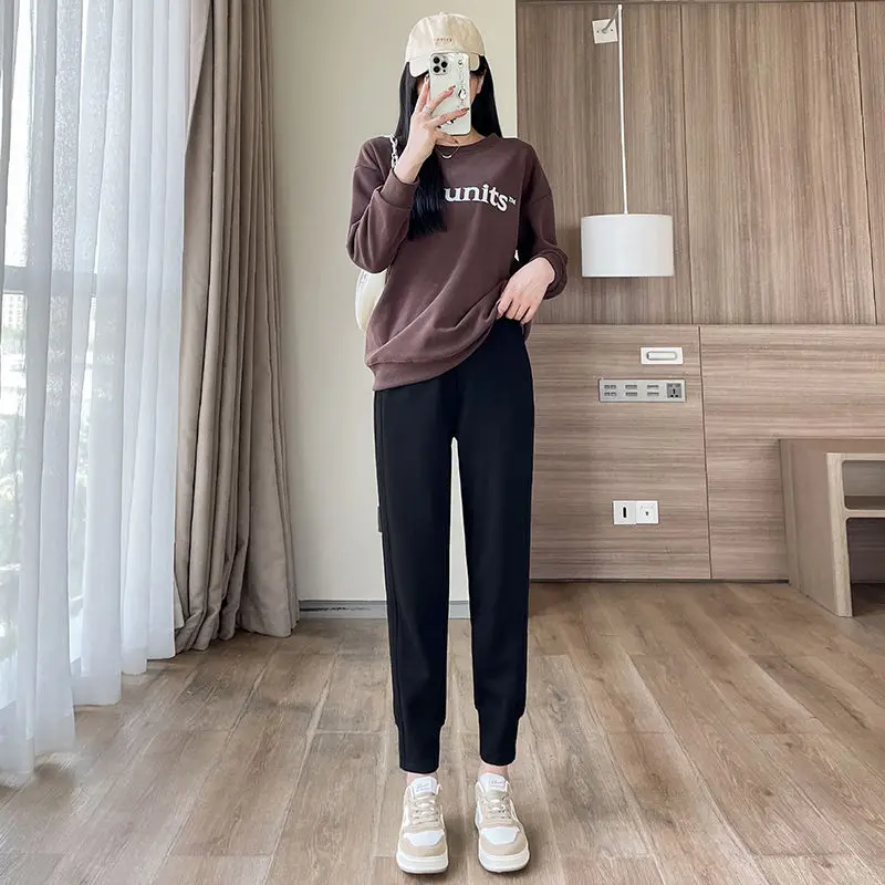 Women Autumn Winter Cotton Fleece Office Lady High Waist Appear Thin Sweatpants Women Clothes Fashion All-match Trend Harem