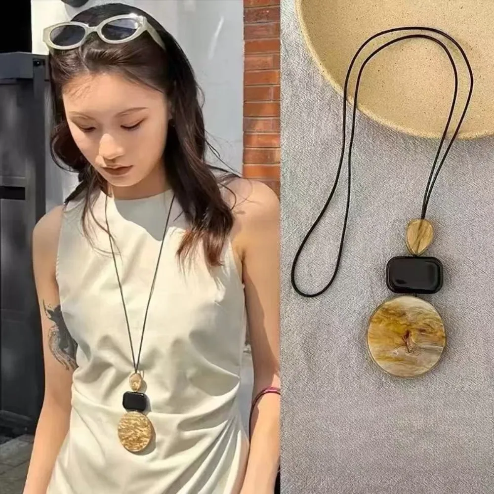 العصرية بوهيميا قلادة للنساء المتقدمة العرقية نمط سلسلة عنق الرجعية الراتنج سترة سلسلة الملابس والاكسسوارات